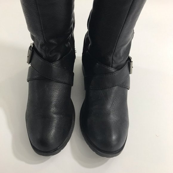 (SOLD) SO Black Faux Leather Tall Riding Boots - Picture 3 of 7